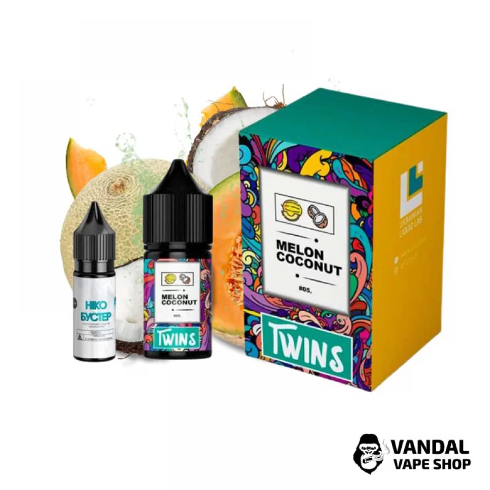 Набор для самозамеса Twins Salt 30 мл 50 мг со вкусом дыни и кокоса Набор для самозамеса Twins Salt 30 мл 50 мг со вкусом дыни и кокоса