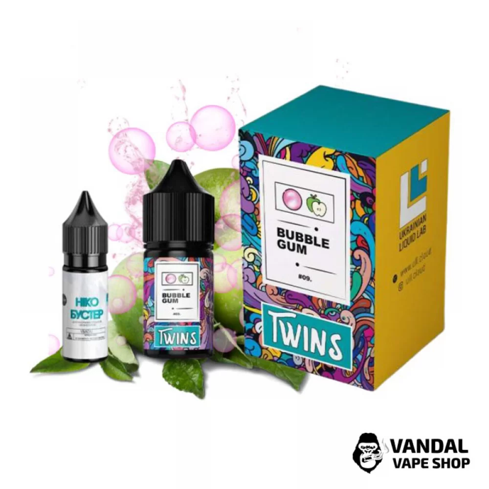 Набор для самозамеса Twins Salt 30 мл 50 мг со вкусом жвачки с яблоком Набор для самозамеса Twins Salt 30 мл 50 мг со вкусом жвачки с яблоком