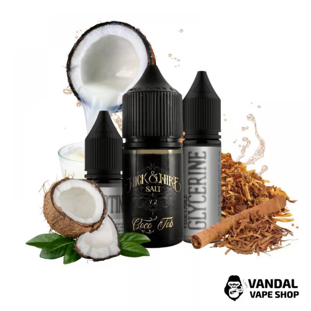 Набор для самозамеса Wick&Wire Salt 30 мл 25 мг со вкусом табака и кокосового молока Набор для самозамеса Wick&Wire Salt 30 мл 25 мг со вкусом табака и кокосового молока