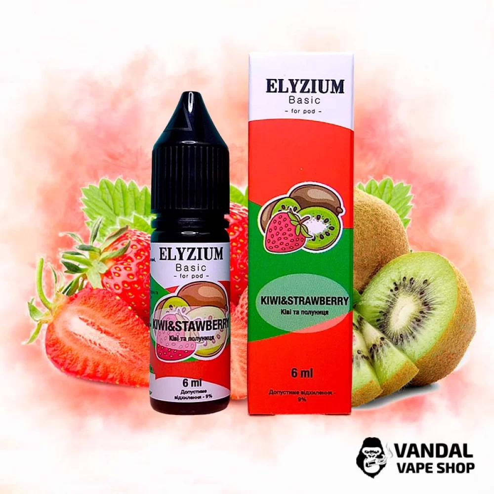 Набір для самозамісу Elyzium 15 мл 50 мг - зі смаком ніжної солодкої полуниці та легкою кислинкою ківі Набір для самозамісу Elyzium 15 мл 50 мг - зі смаком ніжної солодкої полуниці та легкою кислинкою ківі