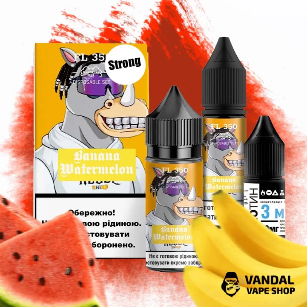 Набір для самозамісу FL350 Strong 30 мл 50 мг зі смаком банана і кавуна Набір для самозамісу FL350 Strong 30 мл 50 мг зі смаком банана і кавуна