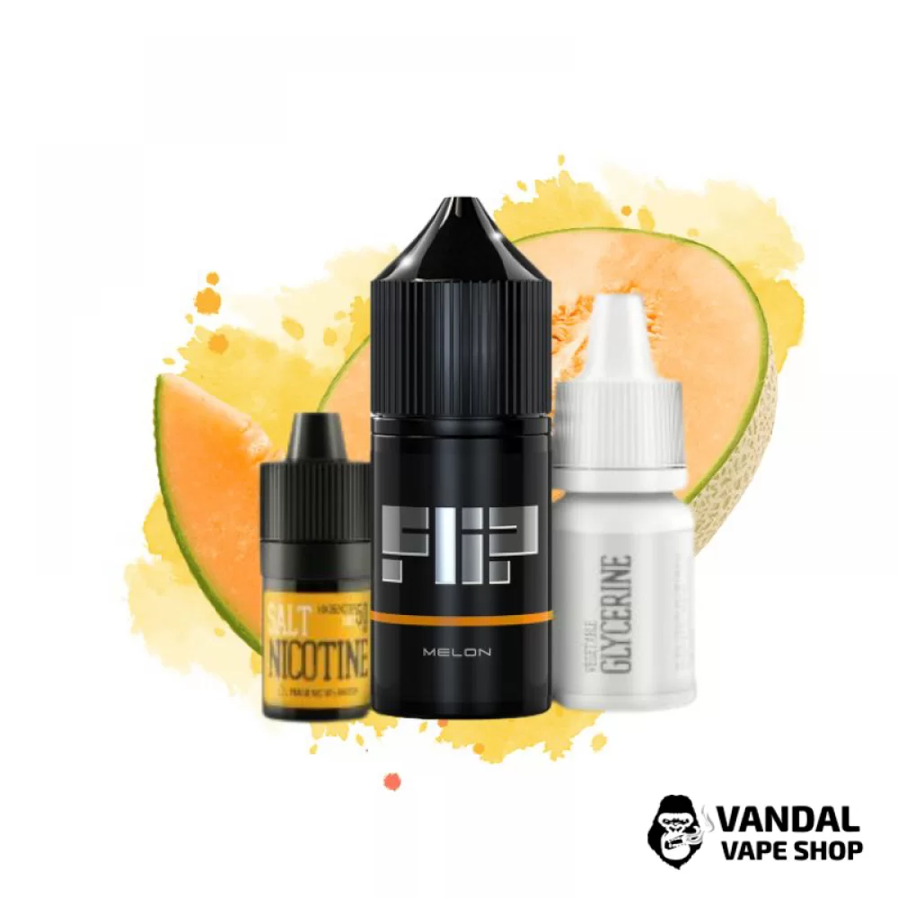 Набір для самозамісу Flip Salt 30 мл 50 мг зі смаком дині Набір для самозамісу Flip Salt 30 мл 50 мг зі смаком дині