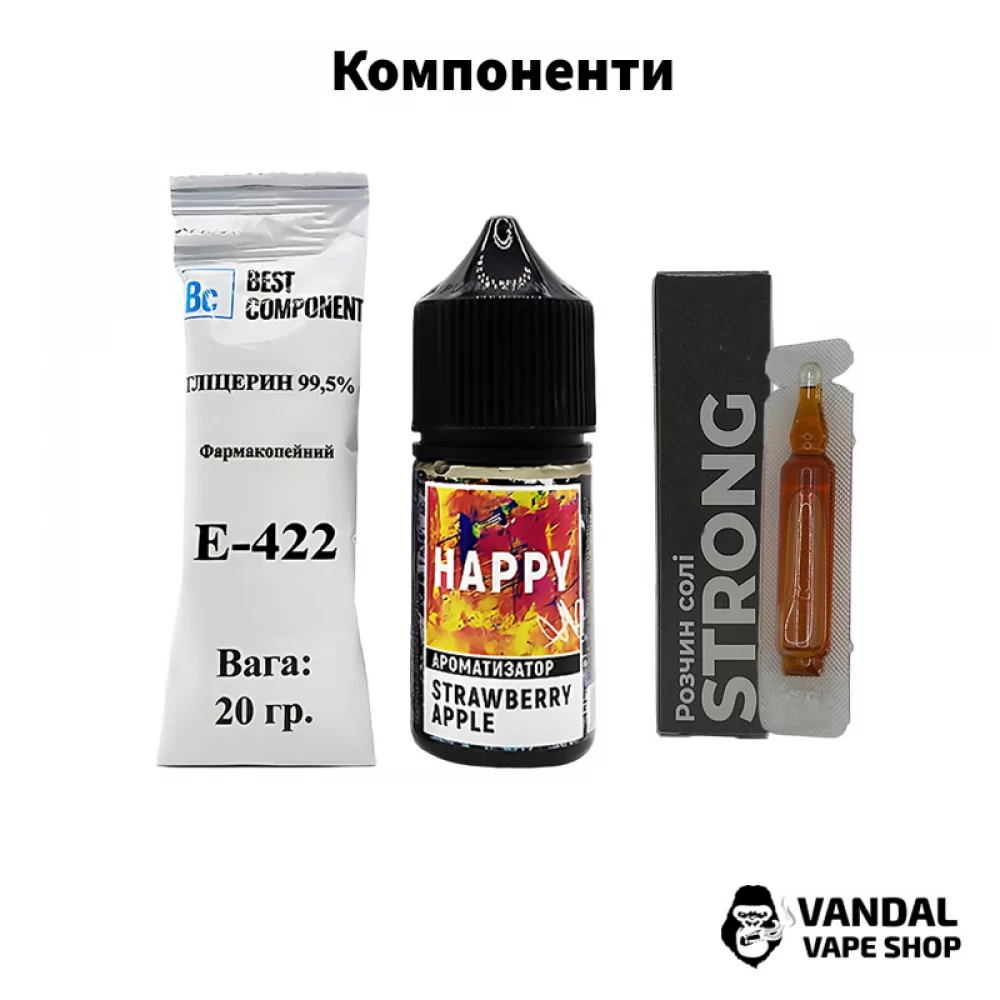 Набор для самозамеса HAPPY 30 мл 25 мг со вкусом мятной жвачки Набор для самозамеса HAPPY 30 мл 25 мг со вкусом мятной жвачки
