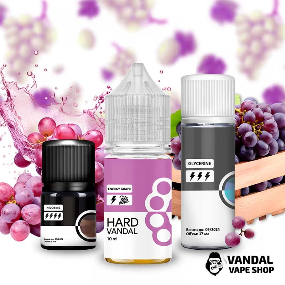 Набір для самозамісу HARD VANDAL 30 мл 65 мг зі смаком виноградного енергетика Набір для самозамісу HARD VANDAL 30 мл 65 мг зі смаком виноградного енергетика