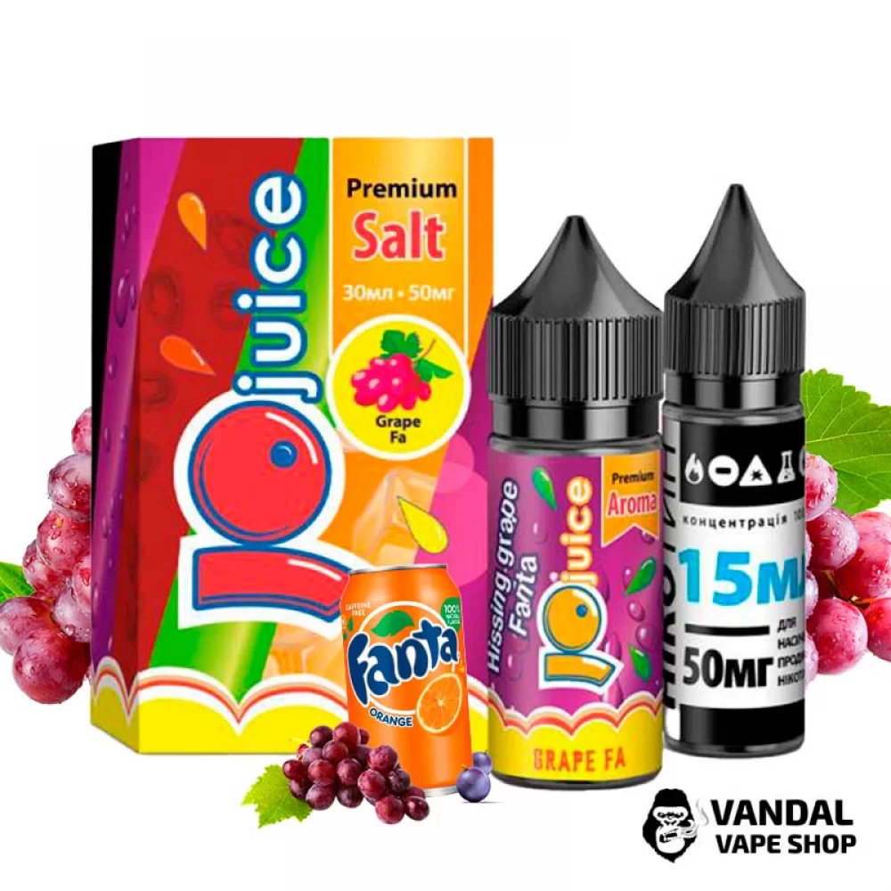 Набор для самозамеса JoJuice Premium Salt 30 мл 65 мг со вкусом винограда и Фанты Набор для самозамеса JoJuice Premium Salt 30 мл 65 мг со вкусом винограда и Фанты
