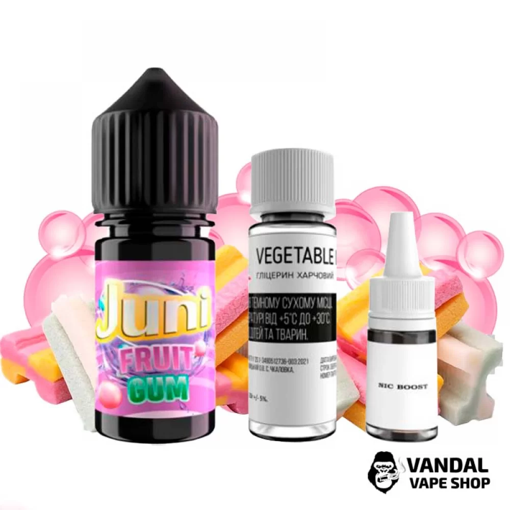 Набор для самозамеса Juni 30 мл 65 мг со вкусом жевательной резинки Набор для самозамеса Juni 30 мл 65 мг со вкусом жевательной резинки