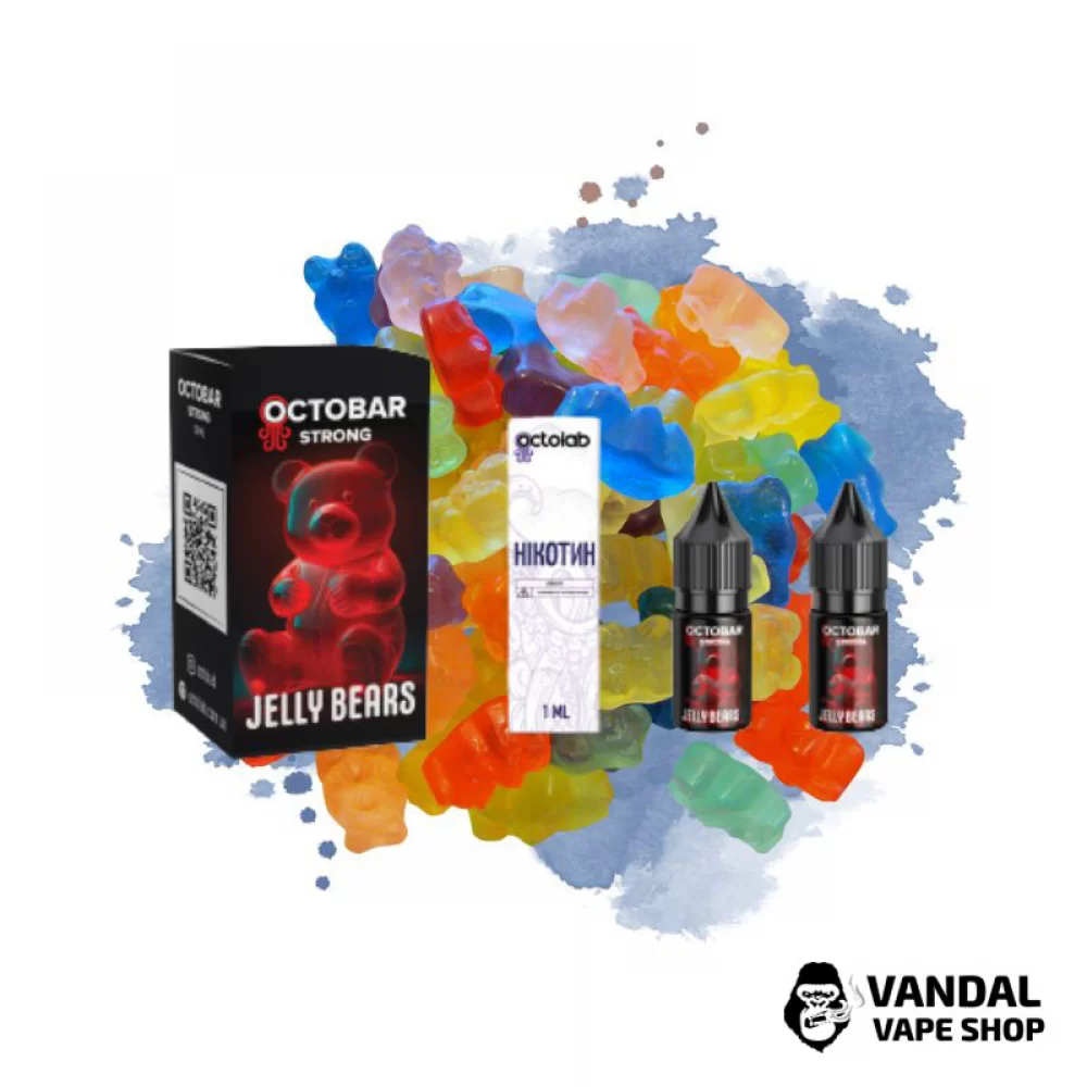 Набор для самозамеса OctoBar Strong 10 мл 50 мг со вкусом ягодного мармелада Набор для самозамеса OctoBar Strong 10 мл 50 мг со вкусом ягодного мармелада