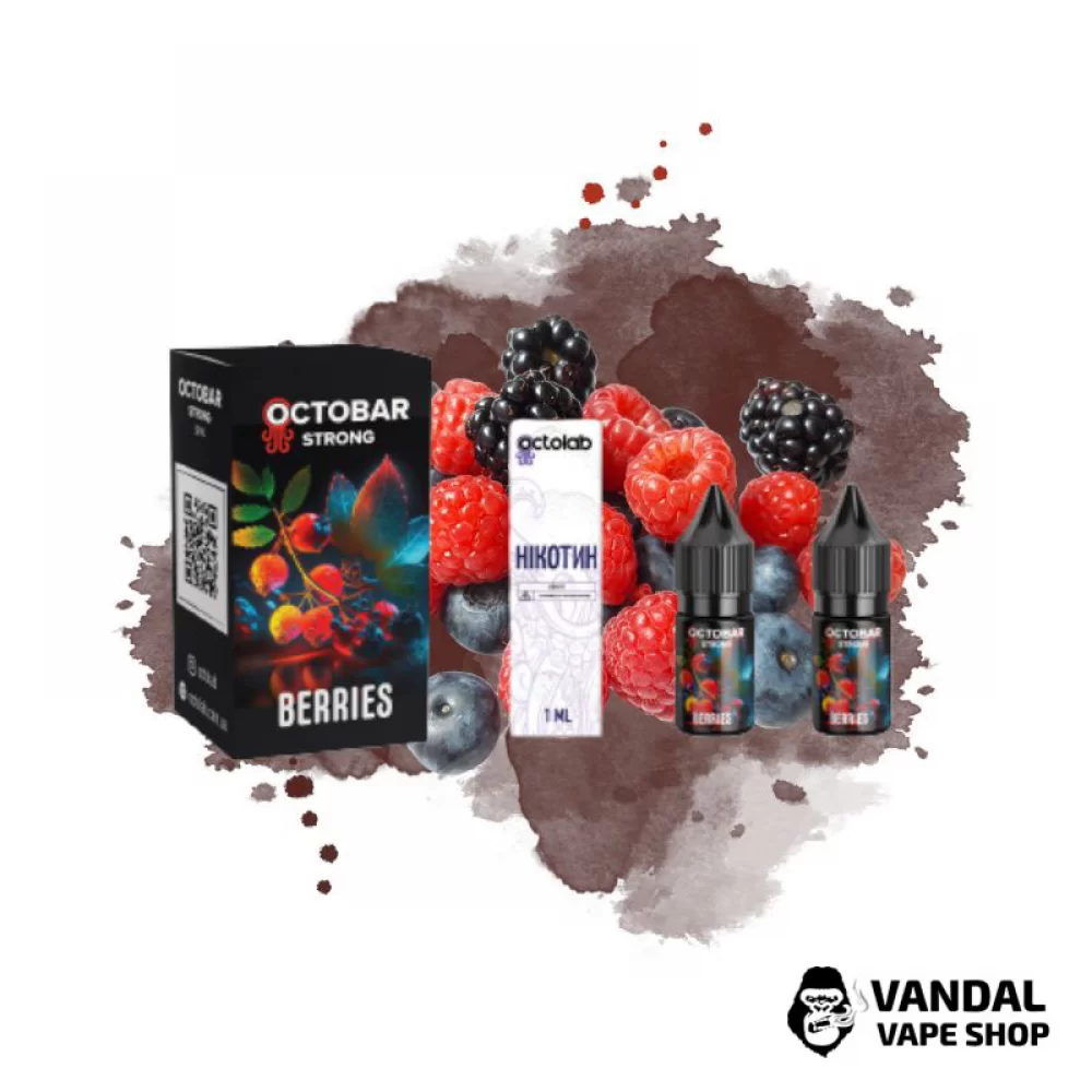 Набор для самозамеса OctoBar Strong 10 мл 50 мг со вкусом голубики и земляники Набор для самозамеса OctoBar Strong 10 мл 50 мг со вкусом голубики и земляники