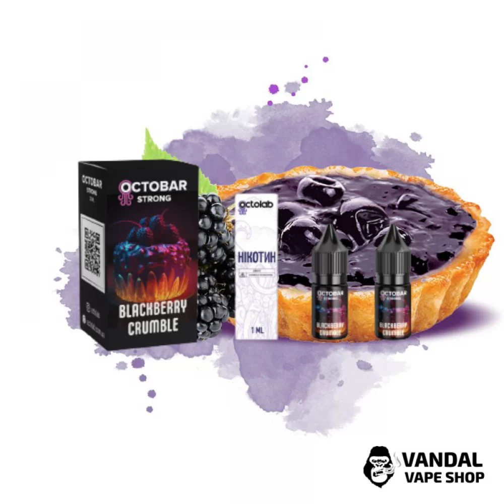 Набор для самозамеса OctoBar Strong 10 мл 50 мг со вкусом ежевичного пирога Набор для самозамеса OctoBar Strong 10 мл 50 мг со вкусом ежевичного пирога