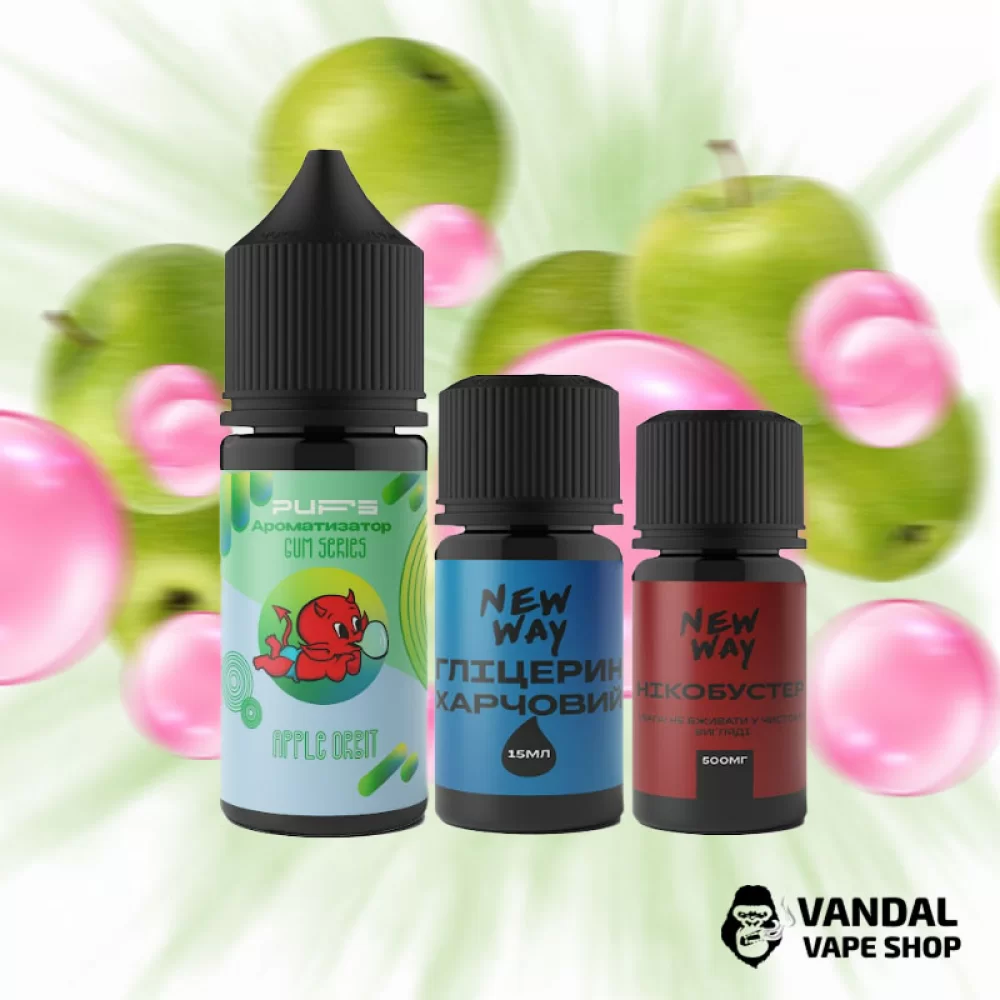 Набір для самозамісу PUFS 30 мл 30 мг зі смаком жуйки з яблуком і холодком