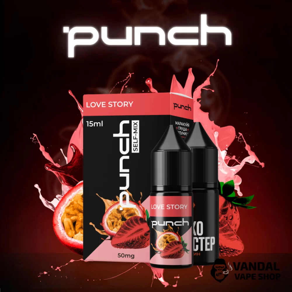 Набор для самозамеса Punch 15 мл на солевом никотине со вкусом клубники, маракуйи и груши Набор для самозамеса Punch 15 мл на солевом никотине со вкусом клубники, маракуйи и груши