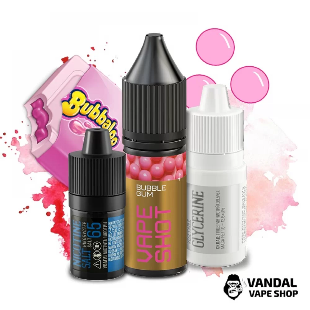 Набір для самозамісу Vape Shot 15 мл 65 мг зі смаком жуйки Набір для самозамісу Vape Shot 15 мл 65 мг зі смаком жуйки