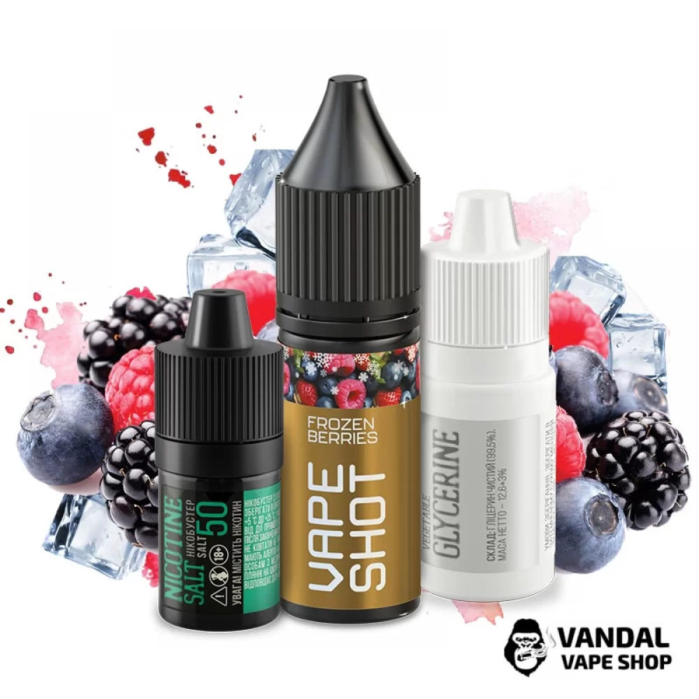 Набір для самозамісу Vape Shot 15 мл 50 мг зі смаком холодних ягід Набір для самозамісу Vape Shot 15 мл 50 мг зі смаком холодних ягід