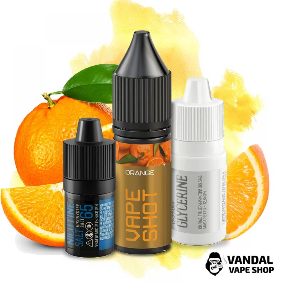 Набор для самозамеса Vape Shot 15 мл 65 мг со вкусом апельсина Набор для самозамеса Vape Shot 15 мл 65 мг со вкусом апельсина