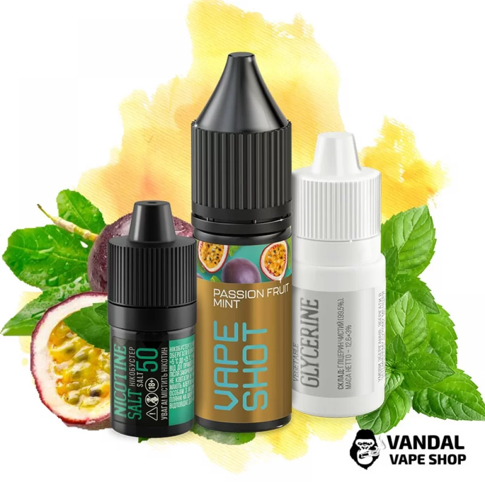 Набір для самозамісу Vape Shot 15 мл 25 мг зі смаком маракуї та м'яти