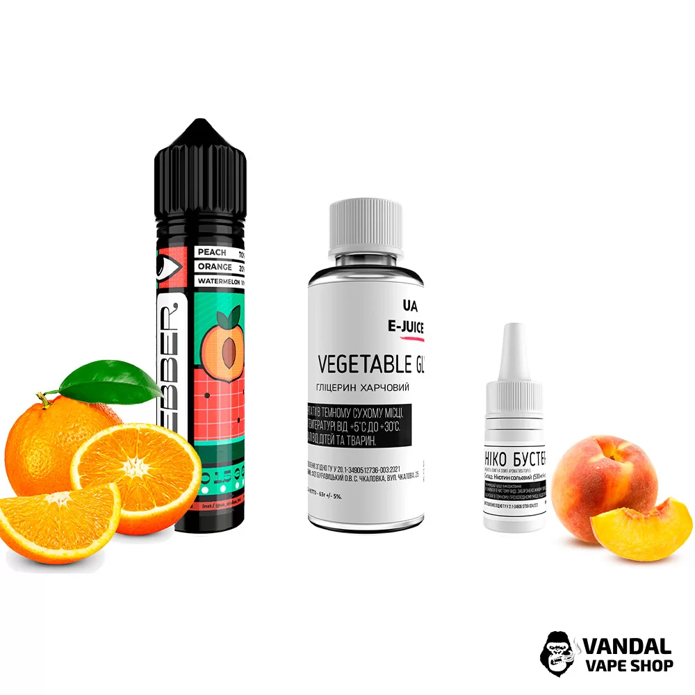 Набор для самозамеса Webber - со вкусом апельсина и персика и ноткой сладкого арбуза 60 мл 6 мг Набор для самозамеса Webber - со вкусом апельсина и персика и ноткой сладкого арбуза 60 мл 6 мг