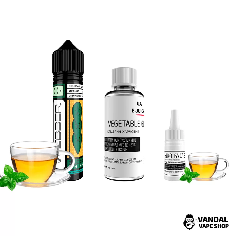 Набір для самозамісу Webber - зі смаком зеленого чаю 60 мл 6 мг Набір для самозамісу Webber - зі смаком зеленого чаю 60 мл 6 мг