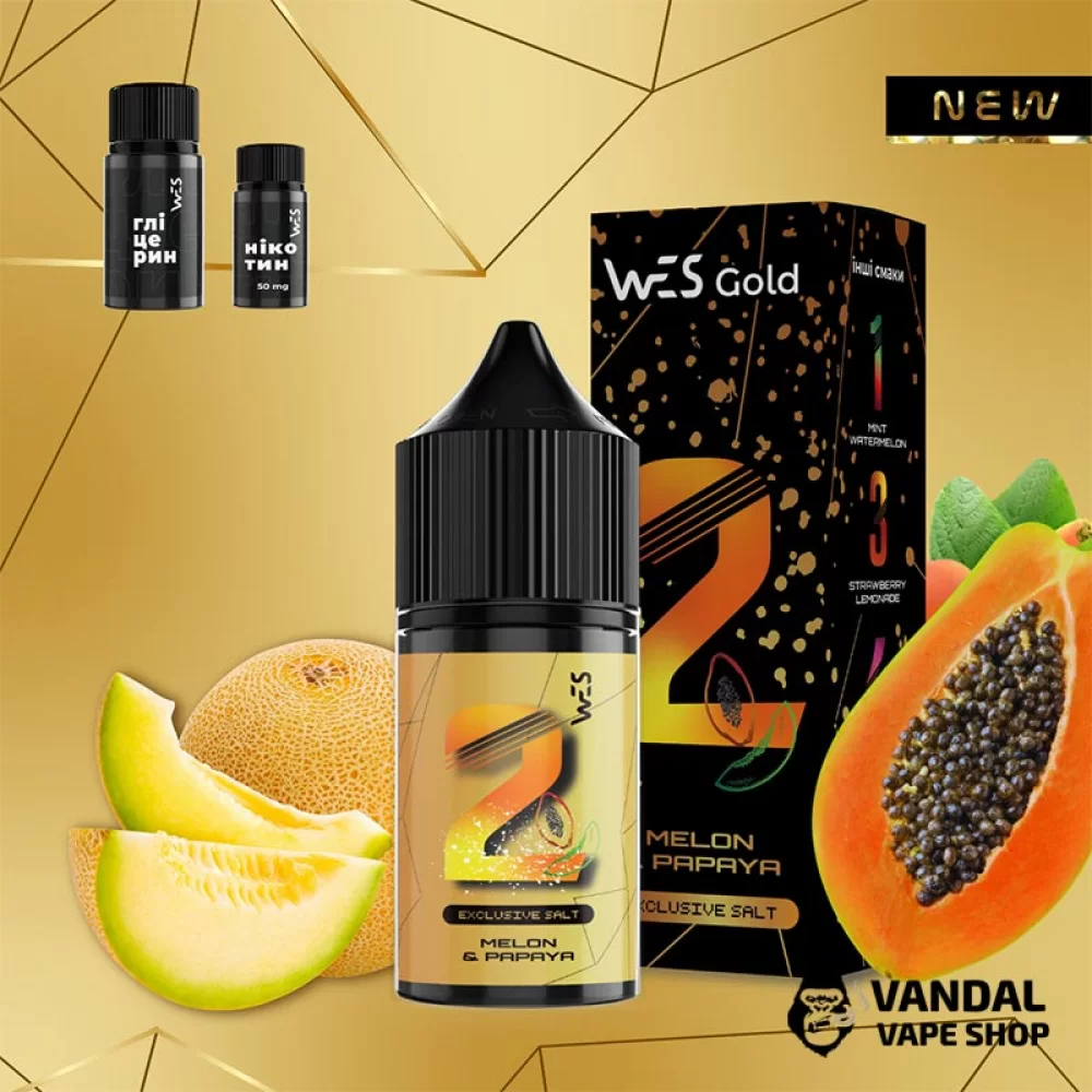 Набор для самозамеса WES Gold 30 мл 65 мг со вкусом дыни и папаи Набор для самозамеса WES Gold 30 мл 65 мг со вкусом дыни и папаи