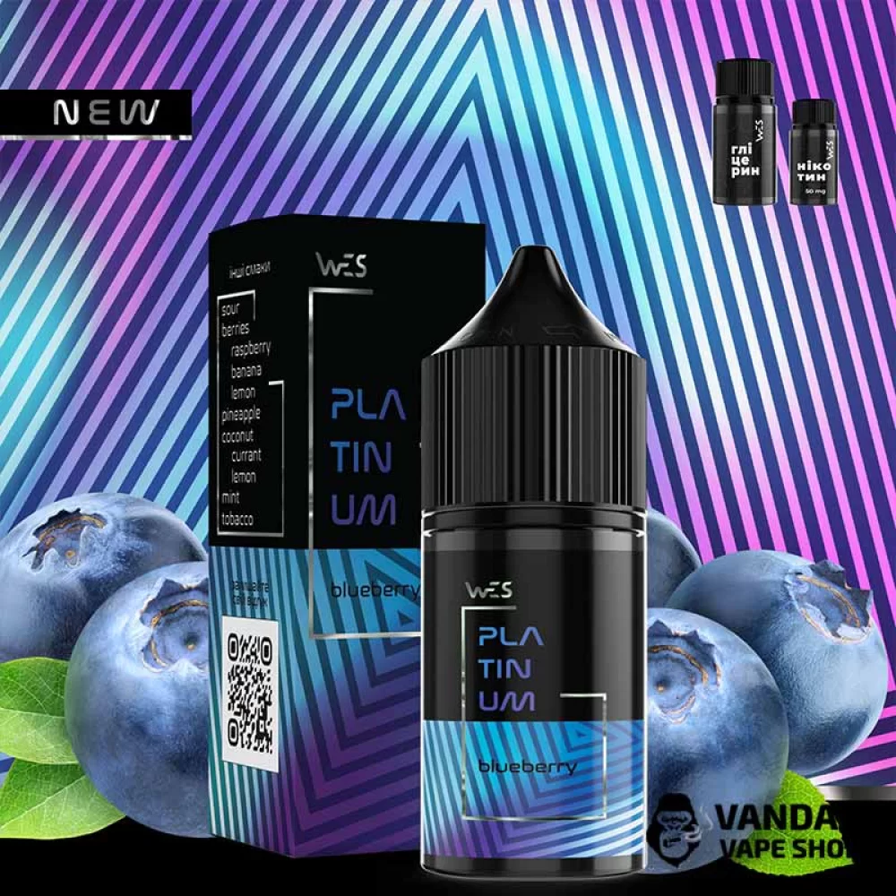 Набор для самозамеса WES Platinum 30 мл 65 мг со вкусом черники Набор для самозамеса WES Platinum 30 мл 65 мг со вкусом черники