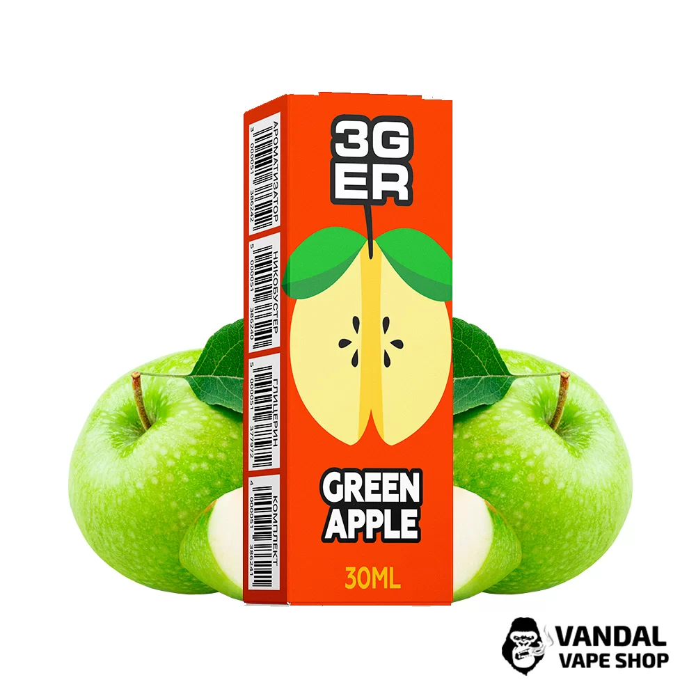 Набор для самозамеса 3Ger Salt 30 мл 50 мг со вкусом зеленого яблока Набор для самозамеса 3Ger Salt 30 мл 50 мг со вкусом зеленого яблока