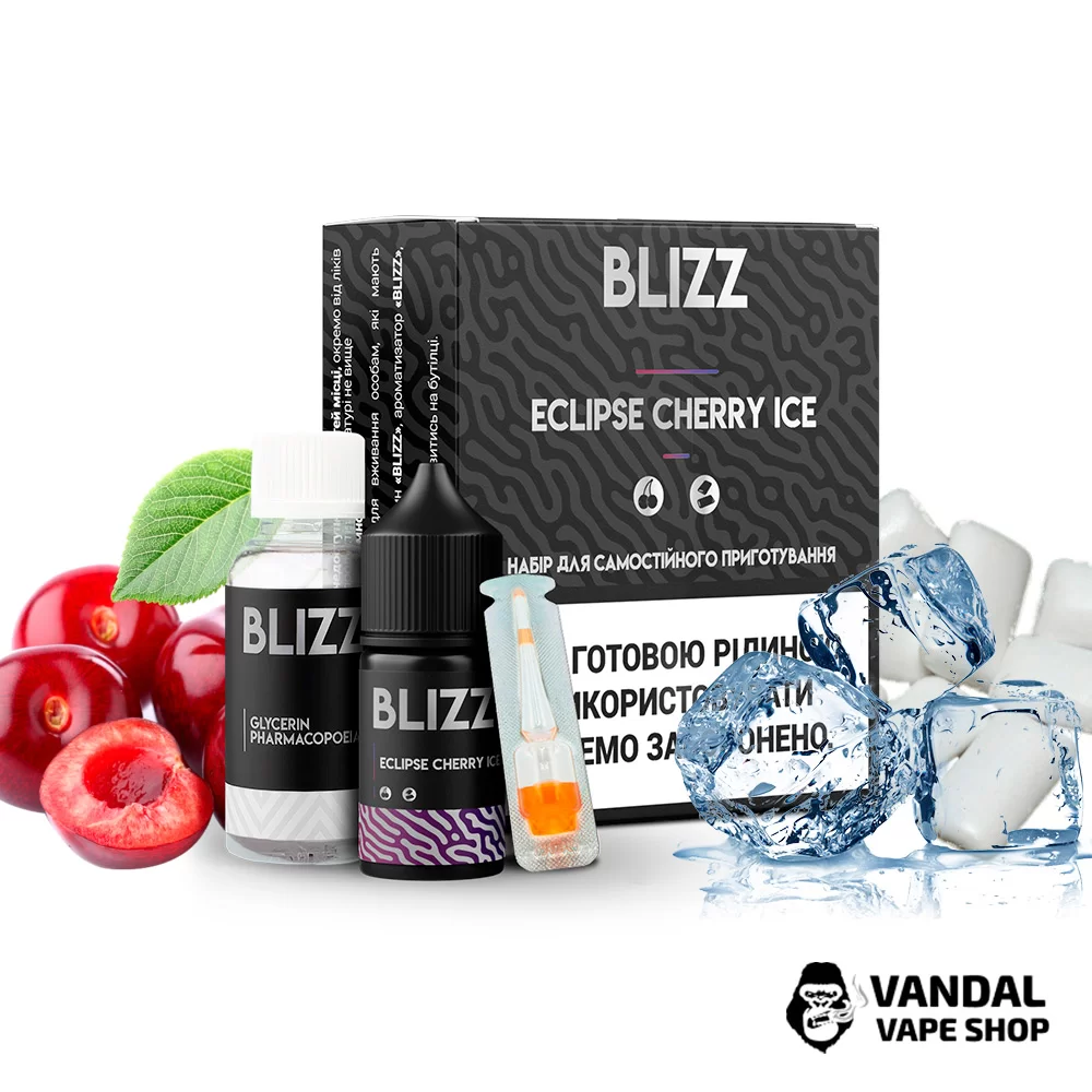 Набор для самозамеса Blizz 30 мл 50 мг со вкусом вишневой жвачки с холодком Набор для самозамеса Blizz 30 мл 50 мг со вкусом вишневой жвачки с холодком