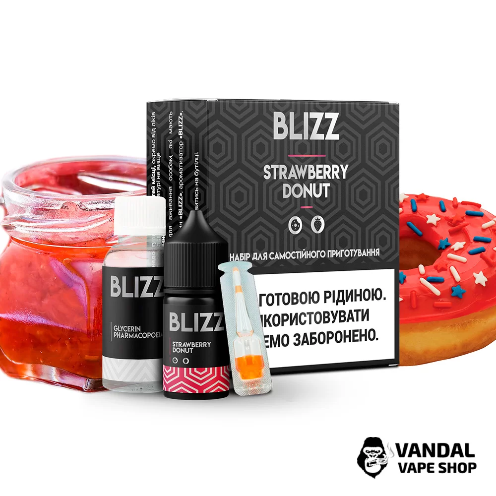 Набор для самозамеса Blizz 30 мл 65 мг со вкусом мягких пончиков с клубничным джемом внутри Набор для самозамеса Blizz 30 мл 65 мг со вкусом мягких пончиков с клубничным джемом внутри