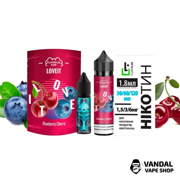 Набор для самозамеса Flavorlab Love it 60 мл 6 мг со вкусом черника с вишней, ментолом