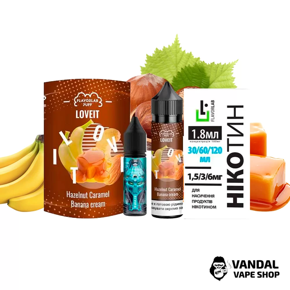Набор для самозамеса Flavorlab Love it 60 мл 6 мг со вкусом карамели из ореха и банановым кремом