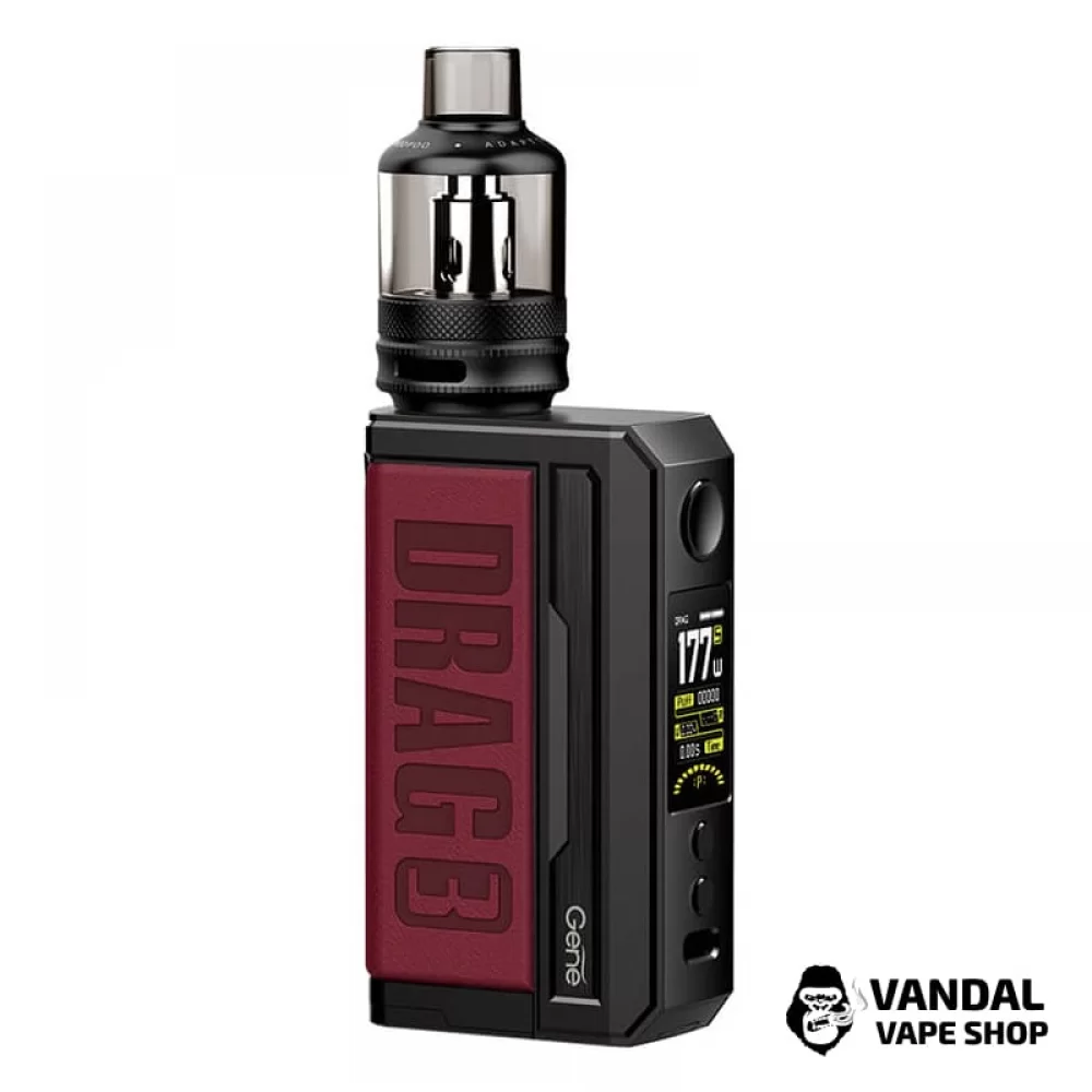 Стартовий набір Voopoo Drag 3 Kit with TPP Tank у бордово-чорному кольорі