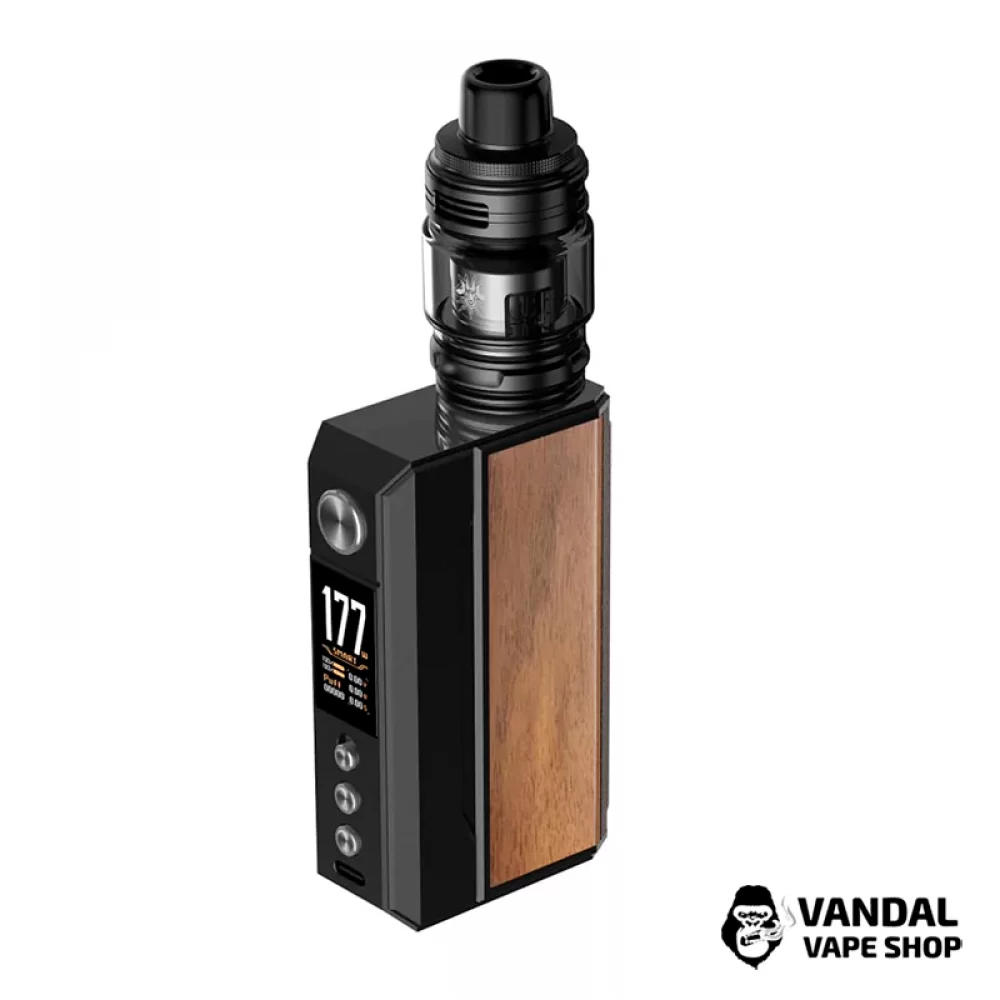 Оригинальный стартовый набор VooPoo Drag 4 177W в чёрном цвете со вставкой из орехового дерева