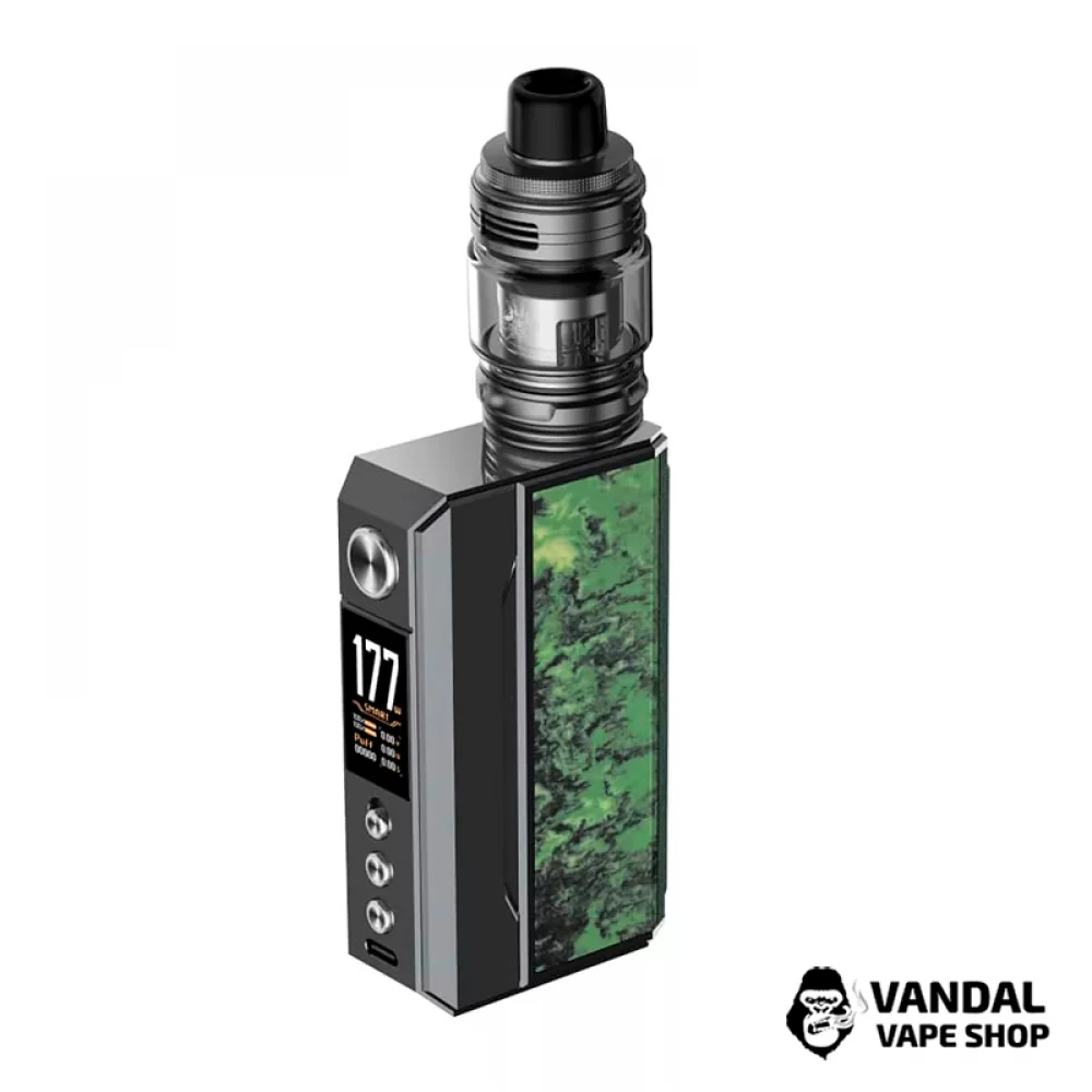 Оригинальный стартовый набор VooPoo Drag 4 177W в сером цвете со вставкой "Forest Green"