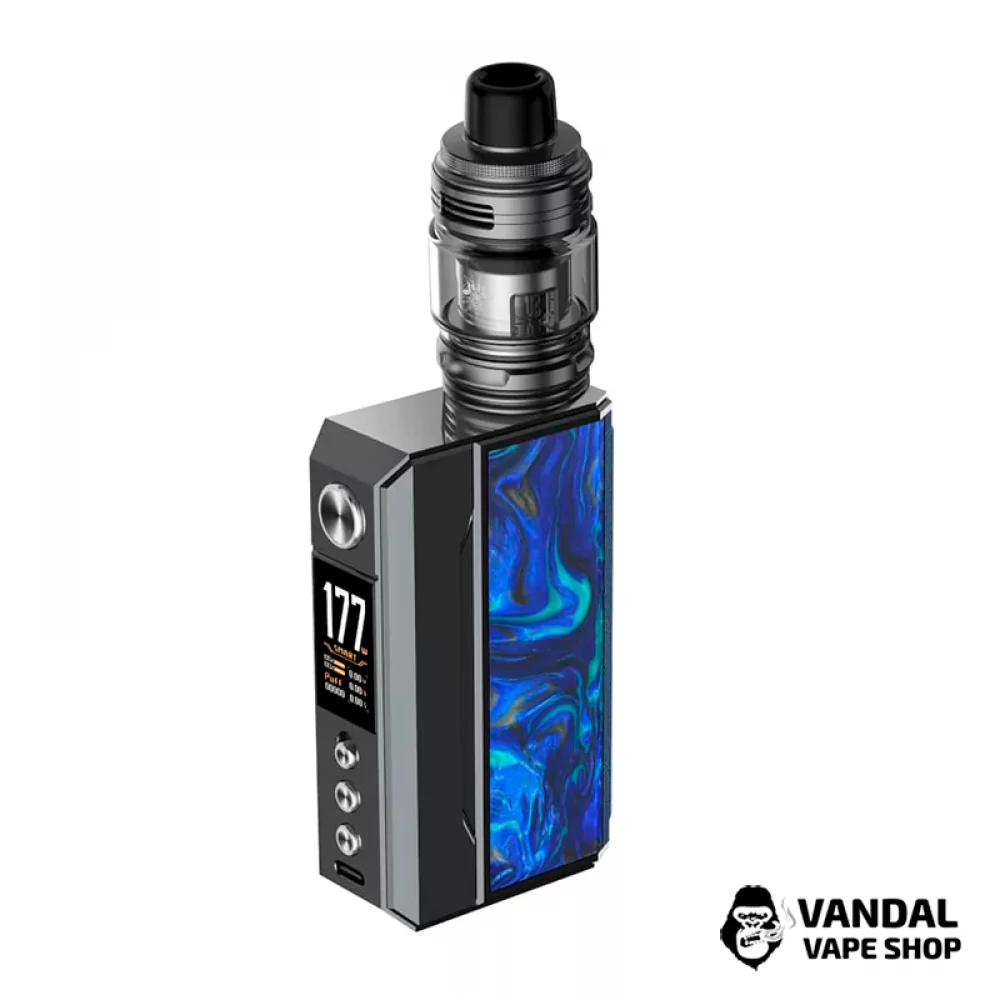 Оригінальний стартовий набір VooPoo Drag 4 177W у сірому кольорі зі вставкою "Ocean Blue"