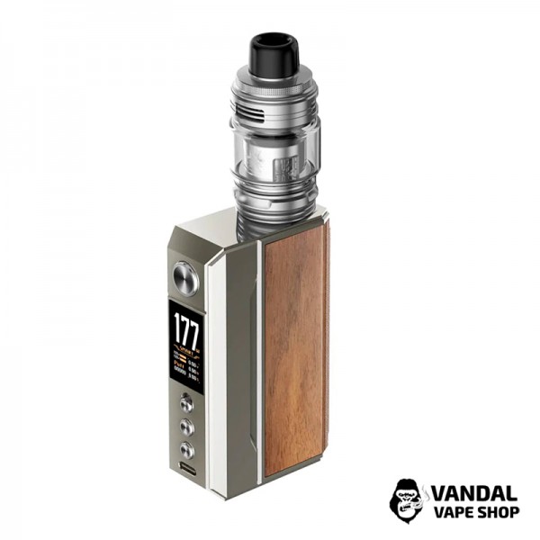 Оригінальний стартовий набір VooPoo Drag 4 177W у блідно-золотистому кольорі зі вставкою з горіхового дерева