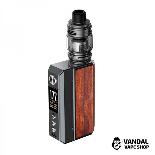 Оригінальний стартовий набір VooPoo Drag 4 177W у сірому кольорі зі вставкою із палісандру