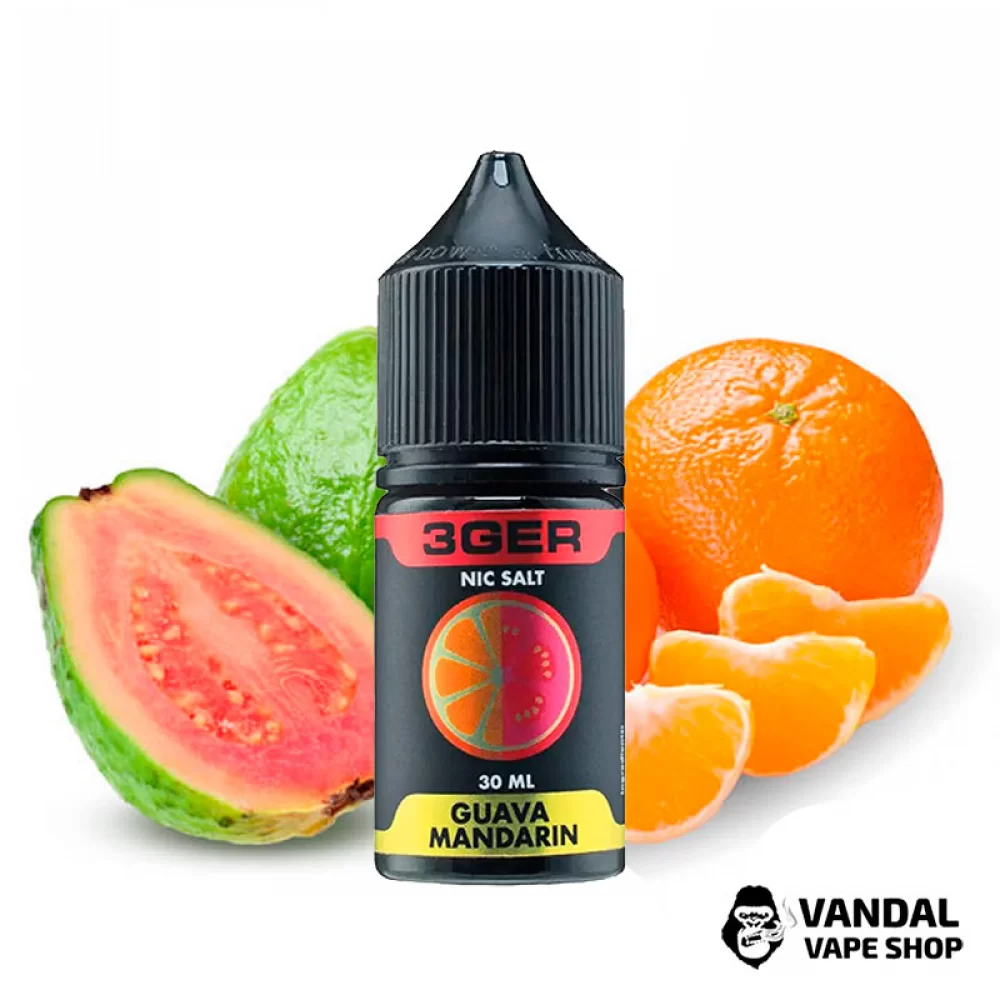 ЖИДКОСТЬ 3Ger Salt 30 мл 50 мг НА СОЛЕВОМ НИКОТИНЕ СО ВКУСОМ гуавы с мандарином