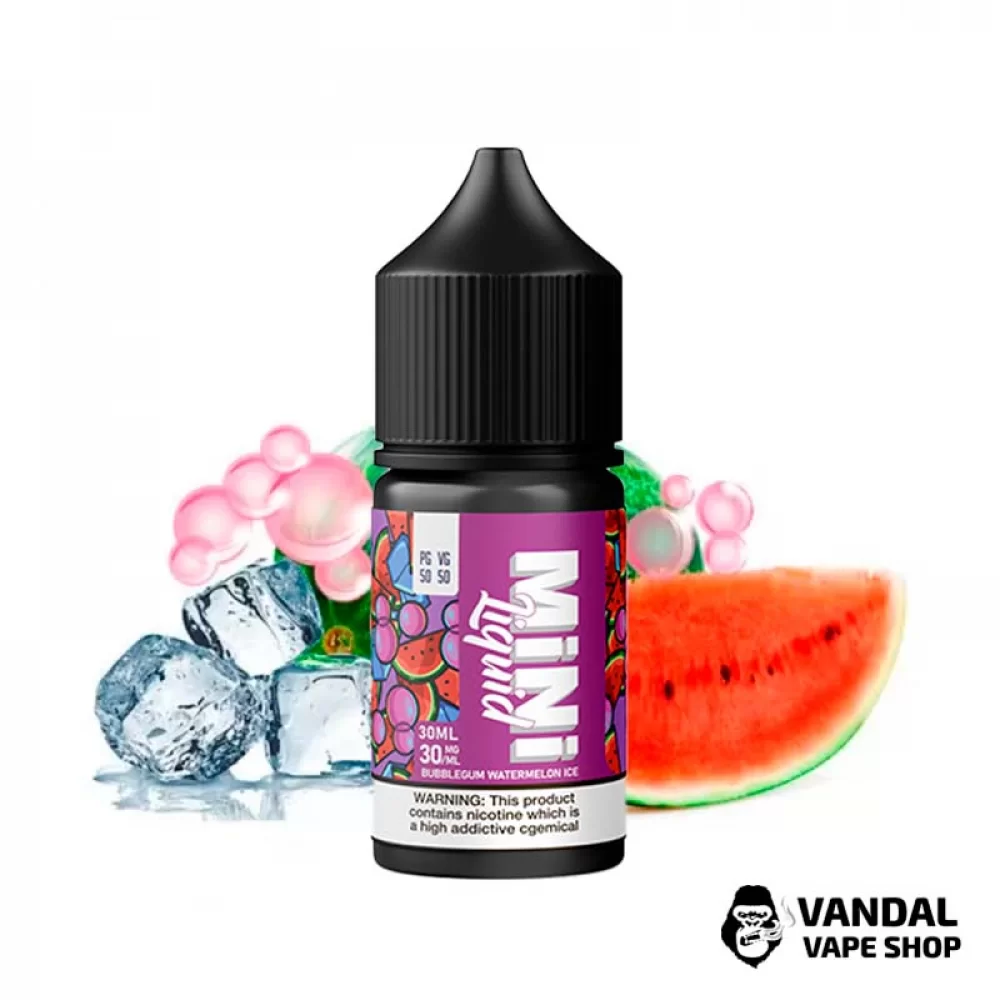 Жидкость Mini Liquid - 30 мл на солевом никотине 50 мг со вкусом жевательной резинки с арбузом и льдом Жидкость Mini Liquid - 30 мл на солевом никотине 50 мг со вкусом жевательной резинки с арбузом и льдом