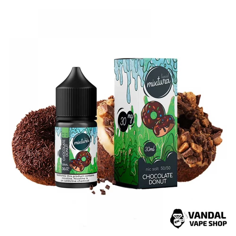 Жидкость Mixtura 30 мл на солевом никотине 30 мг со вкусом шоколадного пончика Жидкость Mixtura 30 мл на солевом никотине 30 мг со вкусом шоколадного пончика