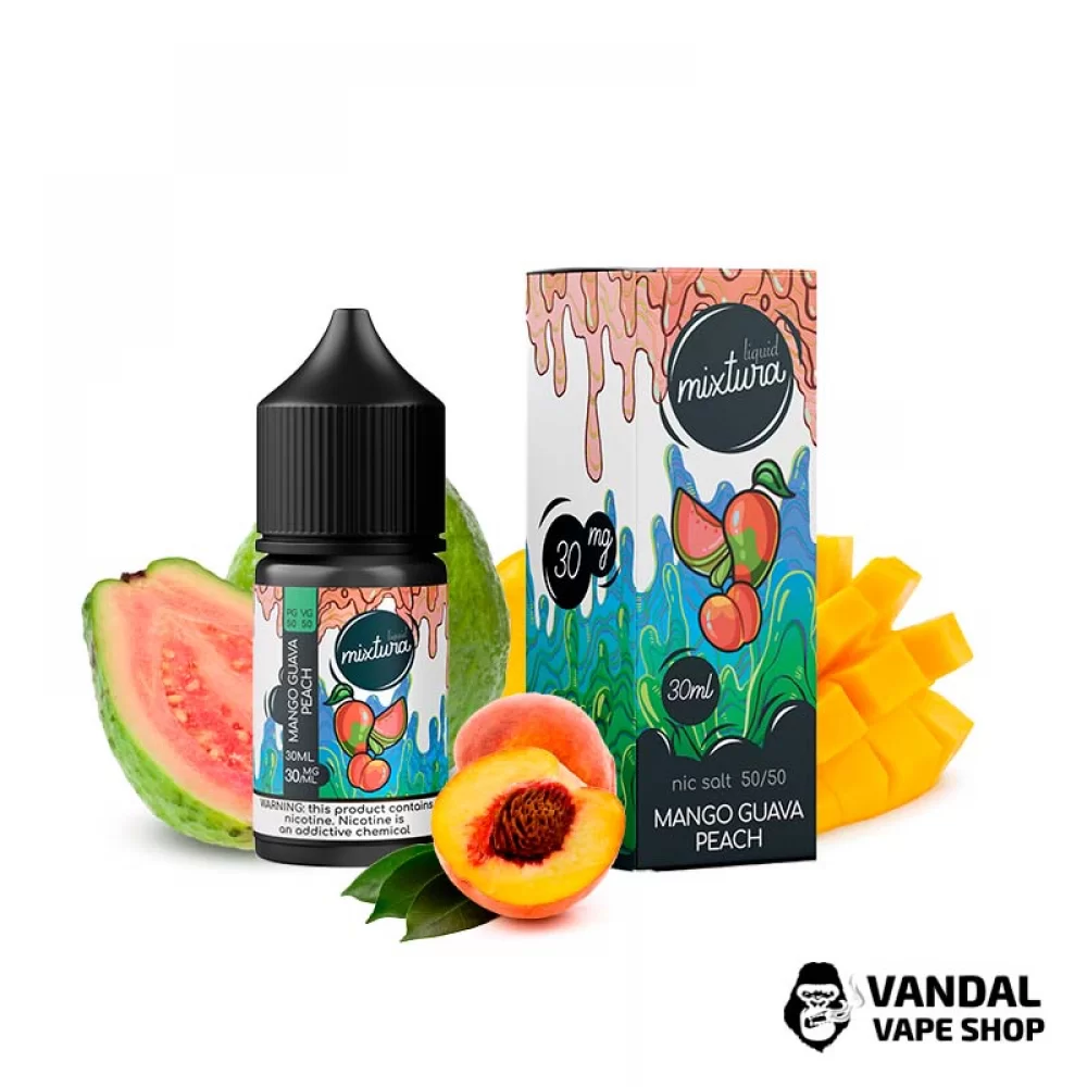 Жидкость Mixtura 30 мл на солевом никотине 30 мг со вкусом манго, гуавы и персика