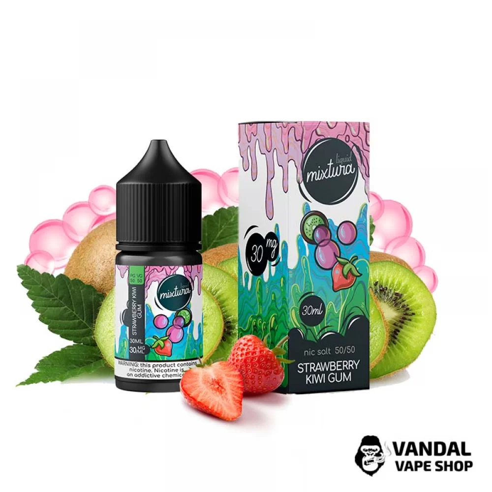 Жидкость Mixtura 30 мл на солевом никотине 50 мг со вкусом жвачки с клубникой и киви