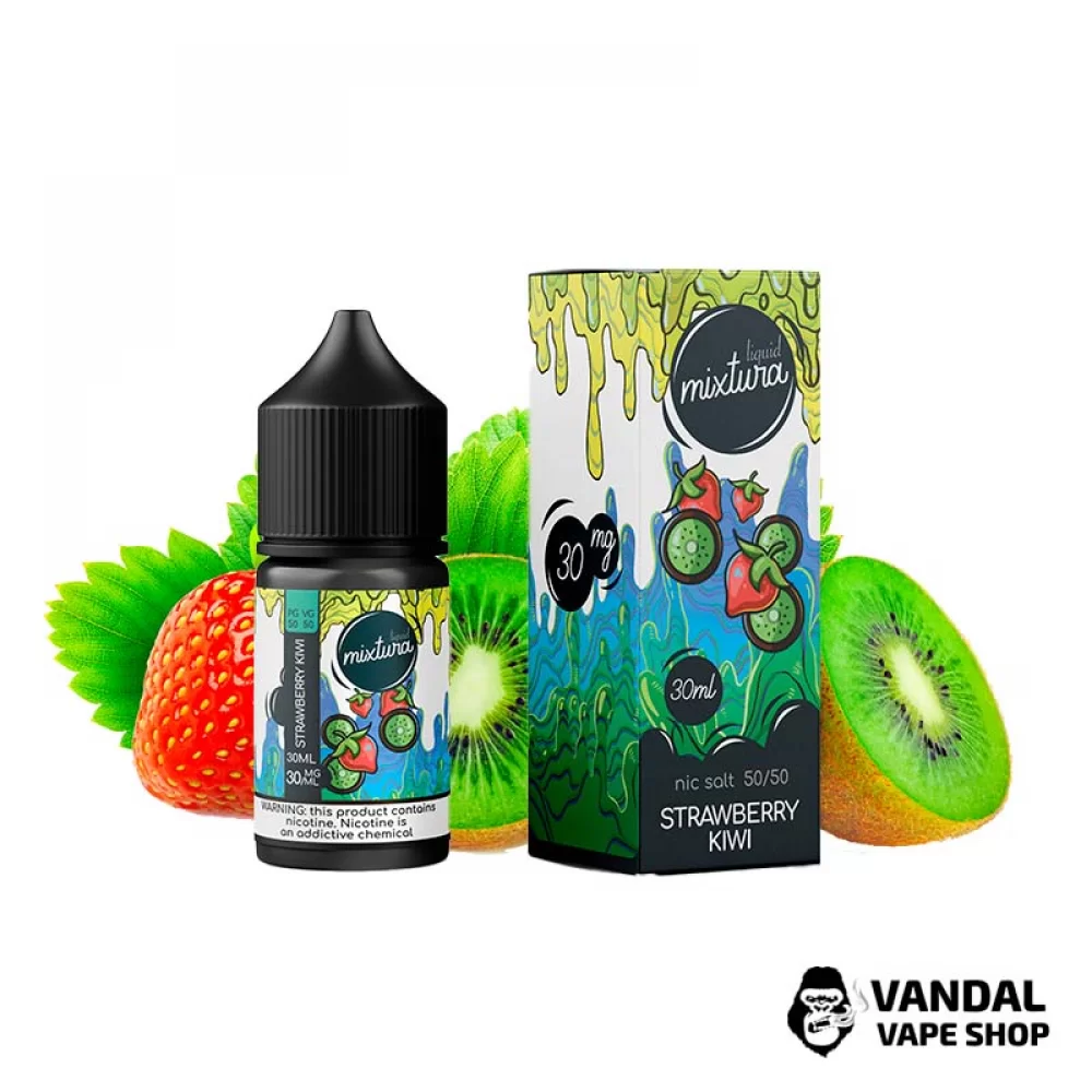 Жидкость Mixtura 30 мл на солевом никотине 50 мг со вкусом клубники и киви Жидкость Mixtura 30 мл на солевом никотине 50 мг со вкусом клубники и киви