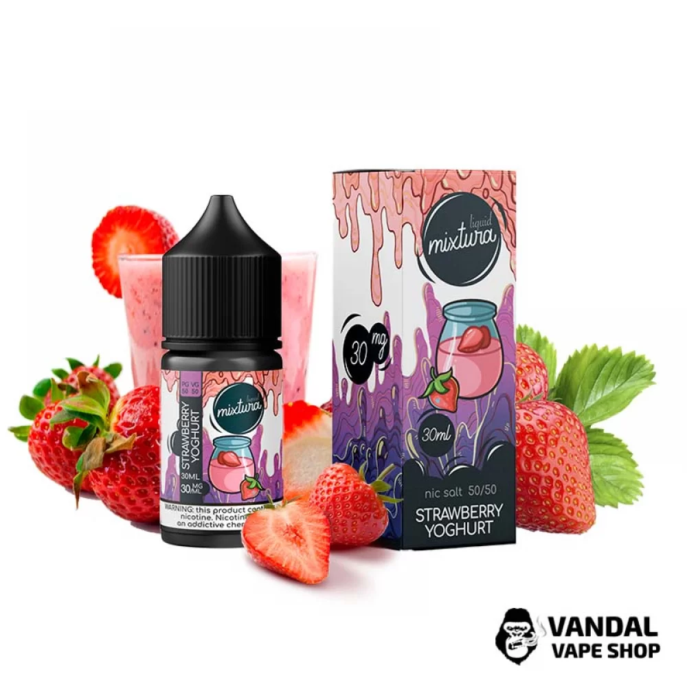 Жидкость Mixtura 30 мл на солевом никотине 30 мг со вкусом клубничного йогурта
