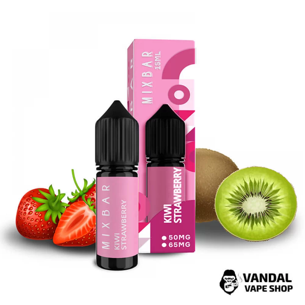 Жидкость Mix Bar 15 мл 65 мг на солевом никотине со вкусом киви и клубники Жидкость Mix Bar 15 мл 65 мг на солевом никотине со вкусом киви и клубники