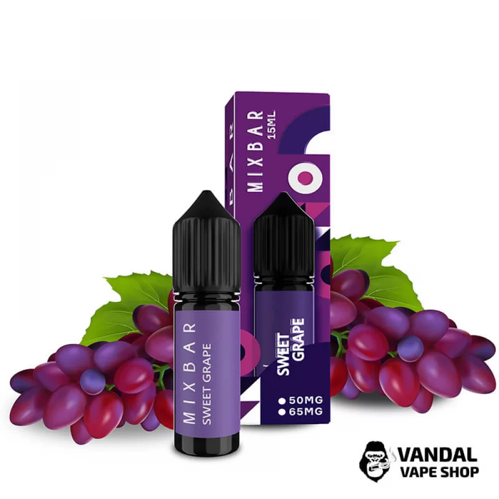 Жидкость Mix Bar 15 мл 65 мг на солевом никотине со вкусом винограда Жидкость Mix Bar 15 мл 65 мг на солевом никотине со вкусом винограда