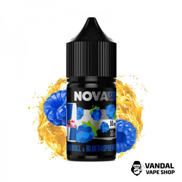 Рідина Nova Salt 30 мл на сольовому нікотині 30 мг зі смаком енергетику та блакитної малини