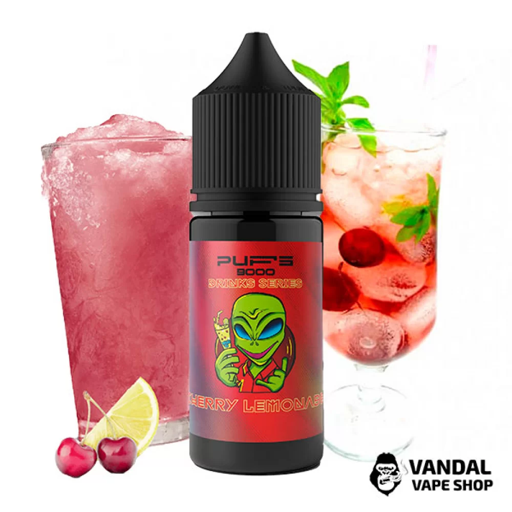 Жидкость PUFS 9000 30 мл на солевом никотине 10 мг со вкусом вишнёвого лимонада Жидкость PUFS 9000 30 мл на солевом никотине 10 мг со вкусом вишнёвого лимонада