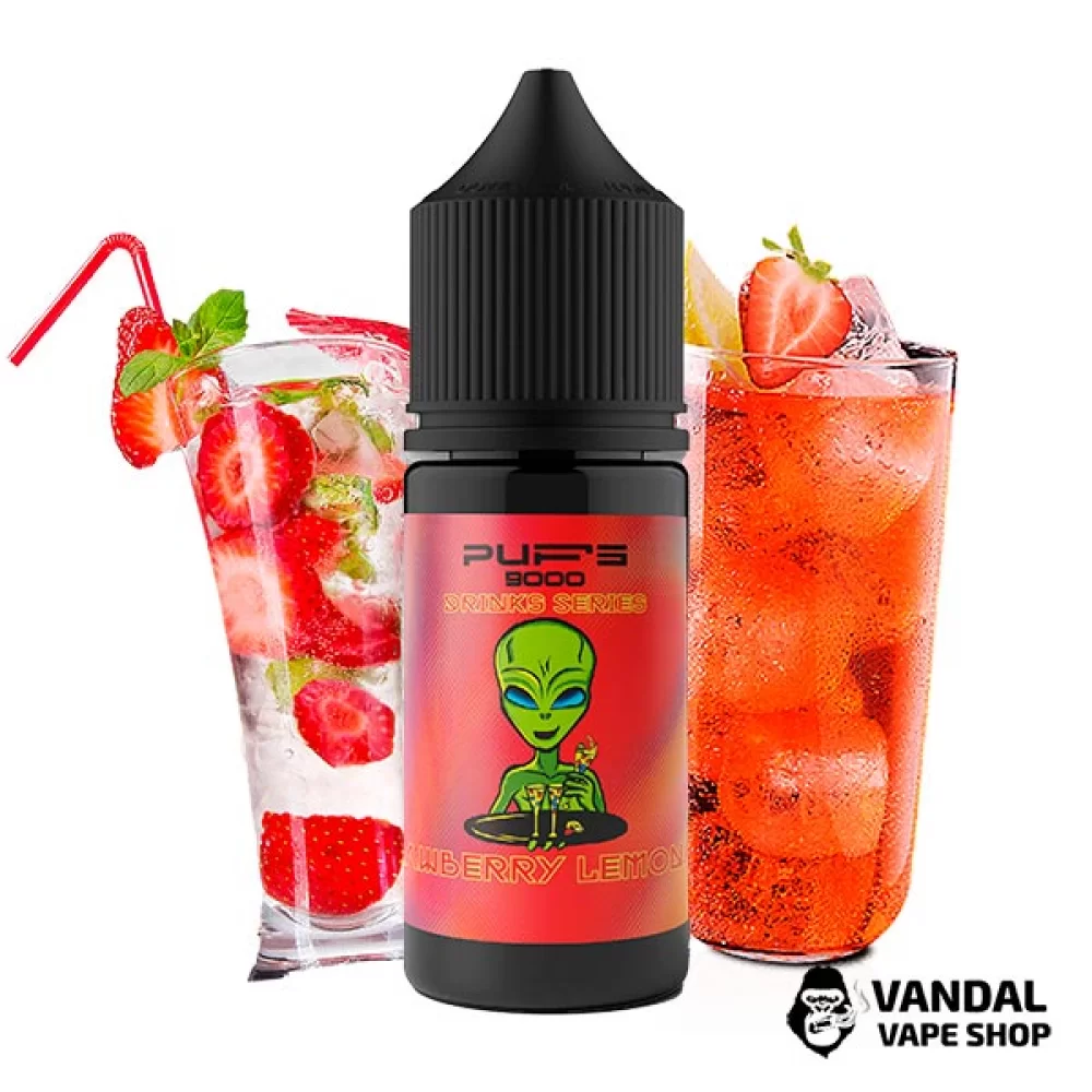 Жидкость PUFS 9000 30 мл на солевом никотине 50 мг со вкусом клубничного лимонада Жидкость PUFS 9000 30 мл на солевом никотине 50 мг со вкусом клубничного лимонада