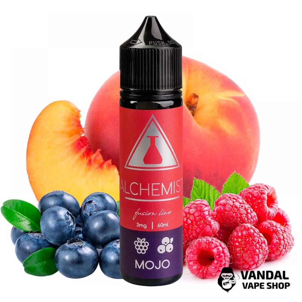 Жидкость Alchemist FL 60 мл на органическом никотине 3 мг со вкусом малины, черники и персика Жидкость Alchemist FL 60 мл на органическом никотине 3 мг со вкусом малины, черники и персика