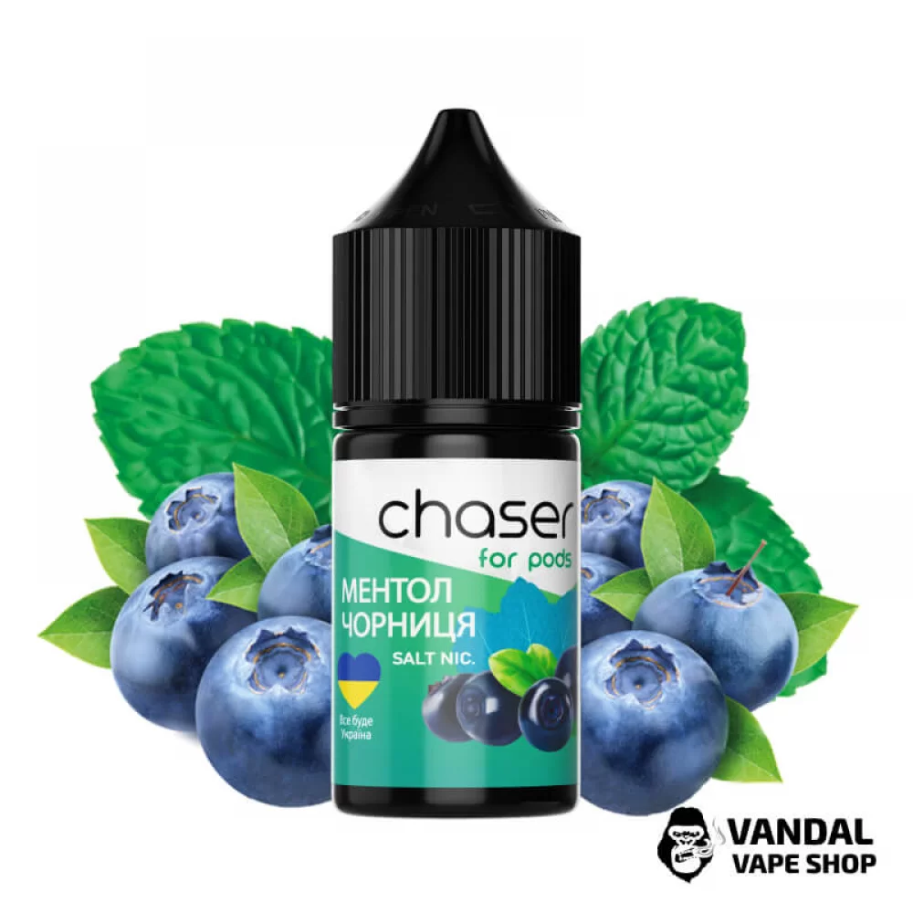 РІДИНА Chaser ForPods 30 мл НА СОЛЬОВОМУ НІКОТИНІ 50 мг зі смаком Чорниці з ментолом РІДИНА Chaser ForPods 30 мл НА СОЛЬОВОМУ НІКОТИНІ 50 мг зі смаком Чорниці з ментолом