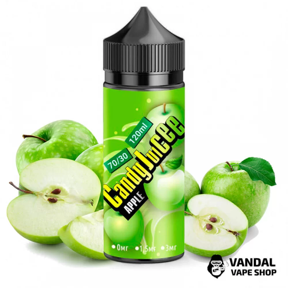 Жидкость Candy Juicee 120 мл на органическом никотине 1.5 мг со вкусом яблока