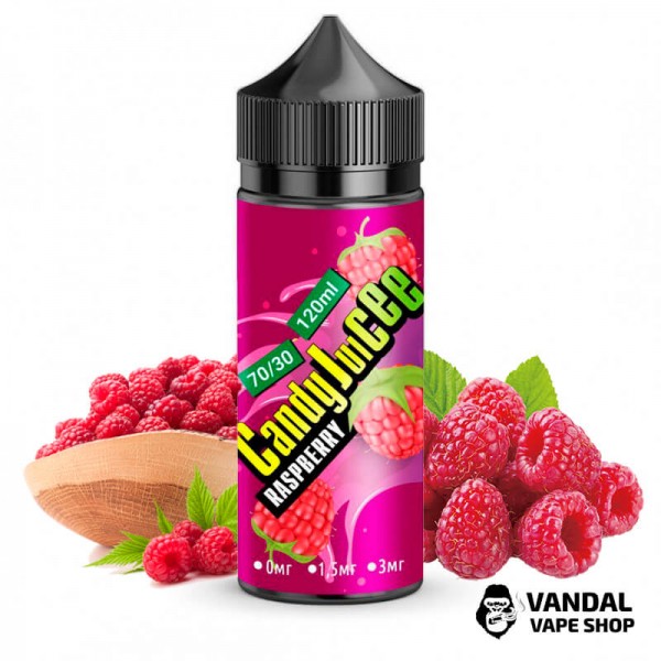 Рідина Candy Juicee 120 мл, на органічному нікотині 0 мг зі смаком малини